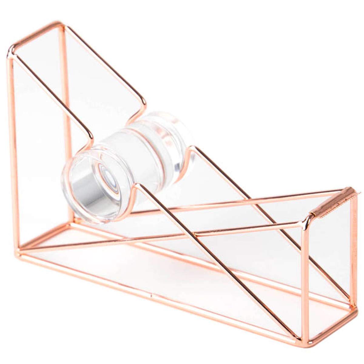 Wire Metal Desktop Tape Dispenser in Copper and Rose Gold