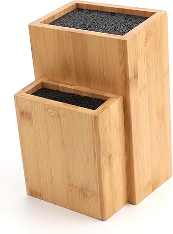 Large Two-Tier Bamboo Knife and Utensil Organizer