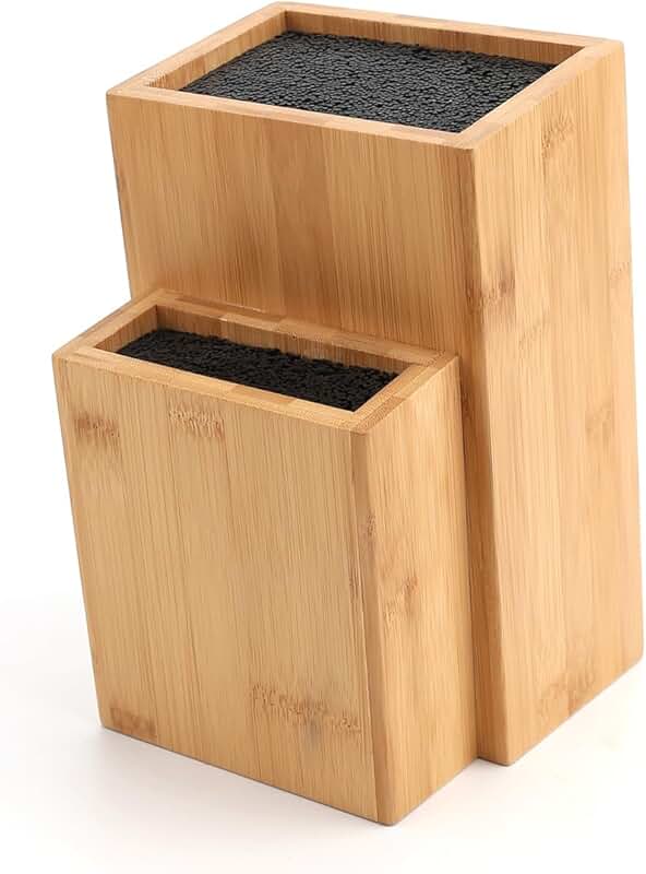 Large Two-Tier Bamboo Knife and Utensil Organizer