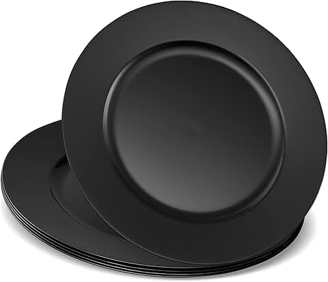 Black 13-inch Heavy Duty Disposable Charger Plates Pack of 12