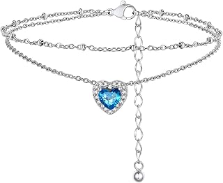 Heart Birthstone Beaded Anklet for Women
