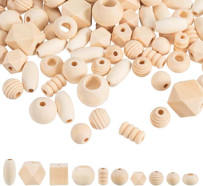 250-300pcs Natural Wooden Beads for Crafts and Jewelry