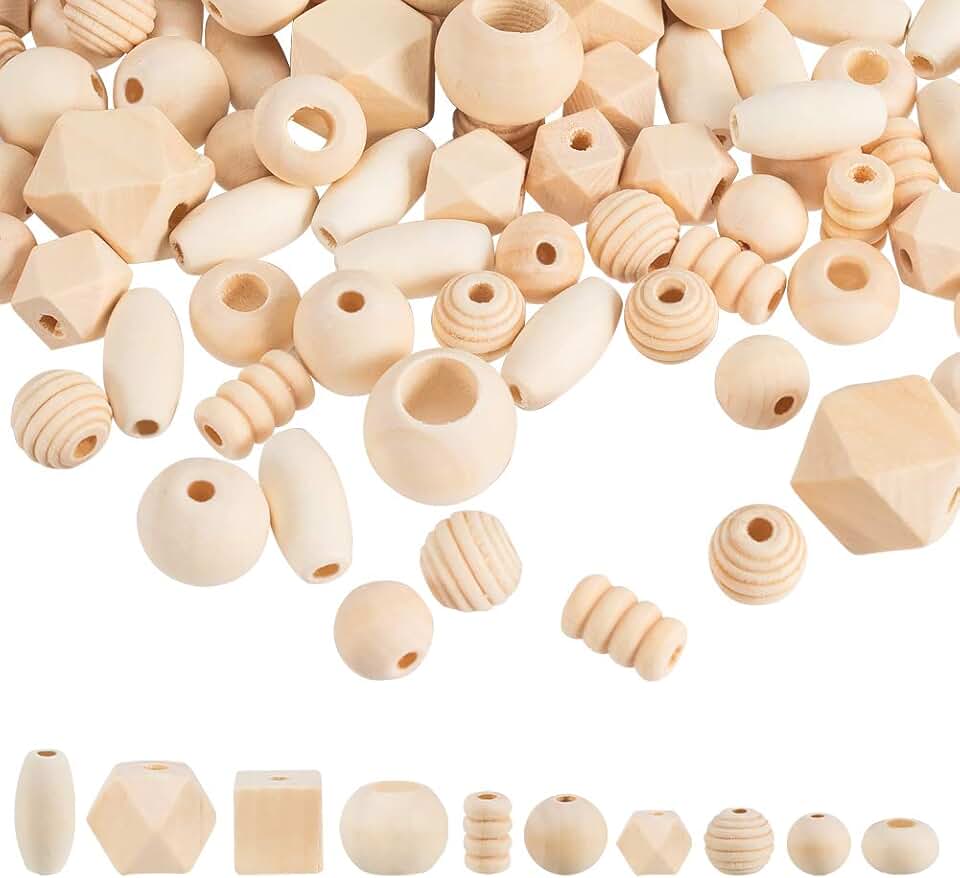 250-300pcs Natural Wooden Beads for Crafts and Jewelry