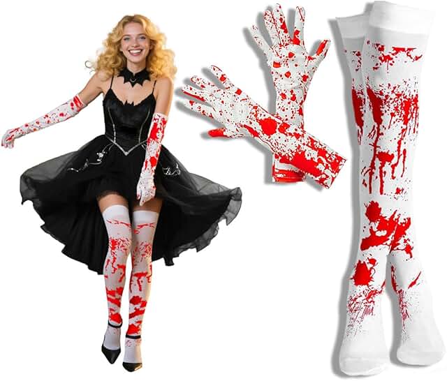 Blood Stained Halloween Socks and Gloves Set
