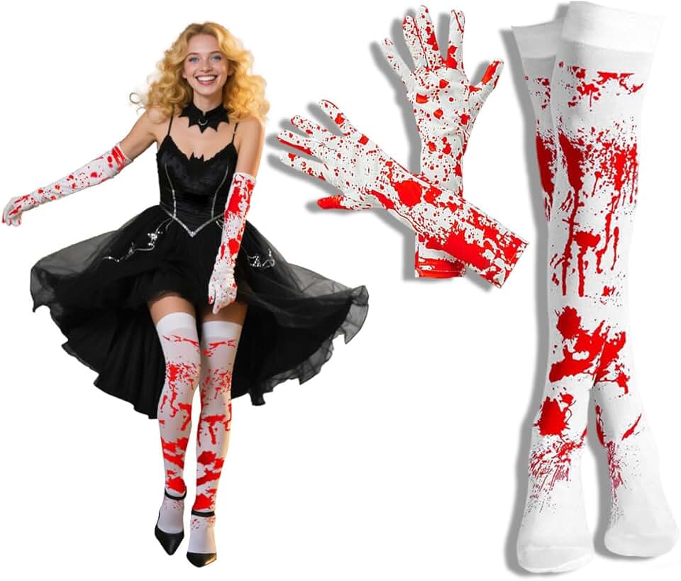 Blood Stained Halloween Socks and Gloves Set