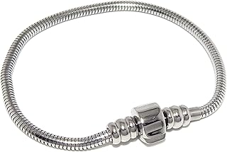 Stainless Steel Charm Bracelet with Barrel Snap Clasp