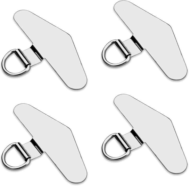 Metal Phone Tether Tabs, 4-Pack, Silver