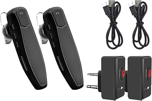 Wireless Bluetooth Headset for Walkie Talkie, Noise Cancelling Mic (2 Pack)