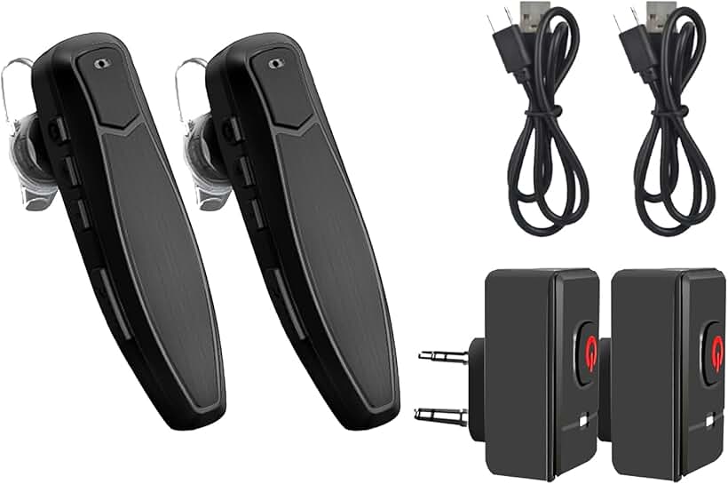 Wireless Bluetooth Headset for Walkie Talkie, Noise Cancelling Mic (2 Pack)