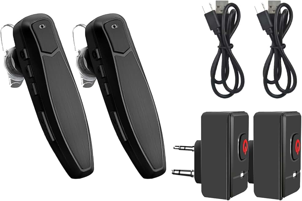 Wireless Bluetooth Headset for Walkie Talkie, Noise Cancelling Mic (2 Pack)