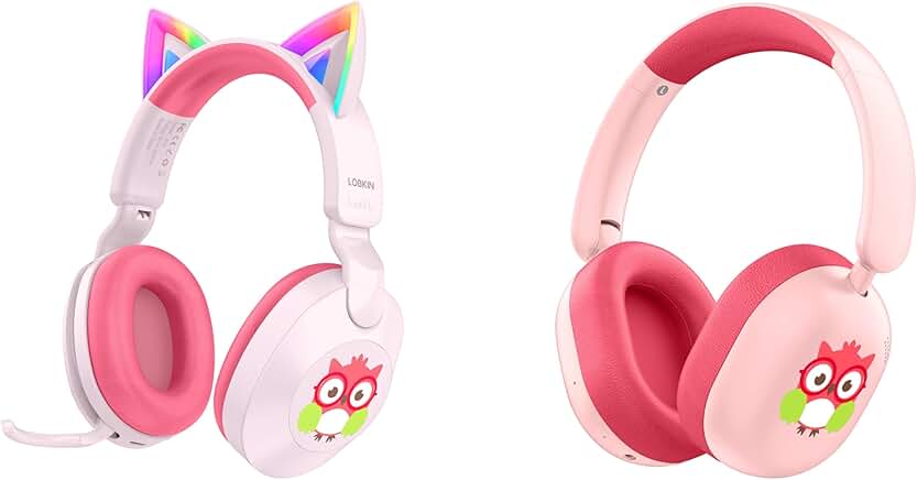 Kids Bluetooth Headphones with Cat Ears and LED Lights