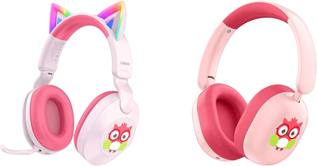 Kids Bluetooth Headphones with Cat Ears and LED Lights