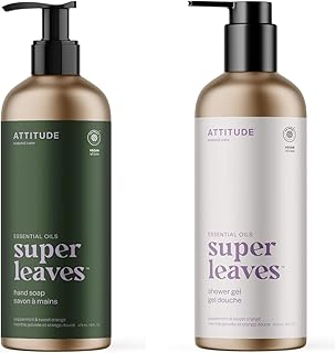 Hand soap and shower gel set with peppermint and orange
