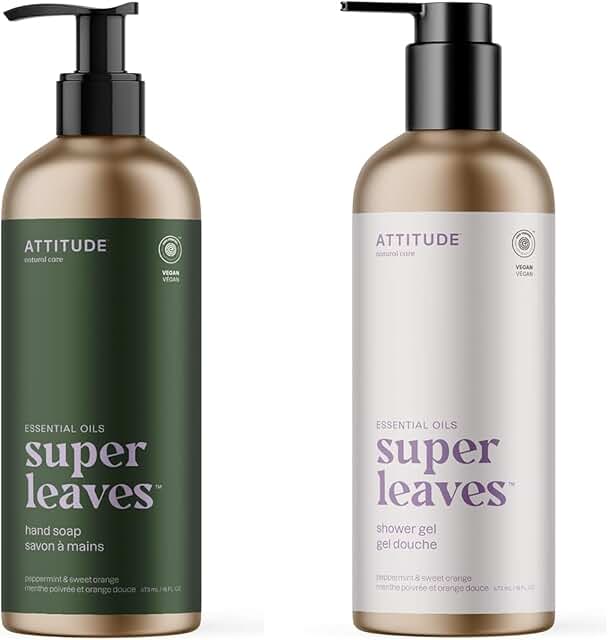 Hand soap and shower gel set with peppermint and orange