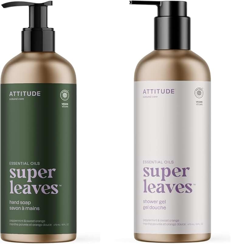 Hand soap and shower gel set with peppermint and orange