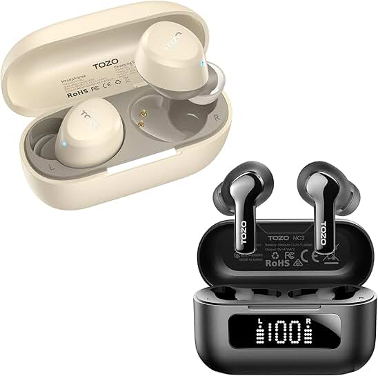 Lightweight Wireless Earbuds with Noise Cancelling and Bluetooth 5.3