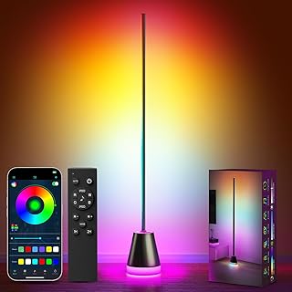 Smart RGB LED Corner Floor Lamp with Remote and App