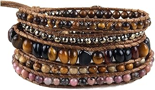 Handmade Bohemian Stone Beaded Leather Wrap Bracelet