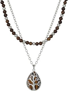Handmade Multi-Layered Stone Tree of Life Necklace for Women
