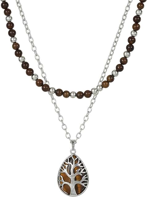 Handmade Multi-Layered Stone Tree of Life Necklace for Women
