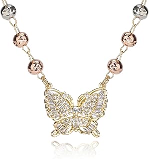 Dainty 14K Gold Plated Butterfly Necklace with Cubic Zirconia