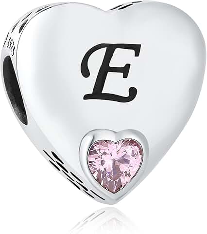 Sterling Silver Alphabet Heart Charm Beads