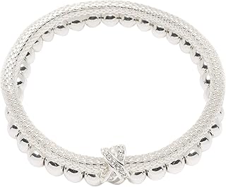 Women's Silver Tone Crystal Pave 2 Row Stretch Bracelet