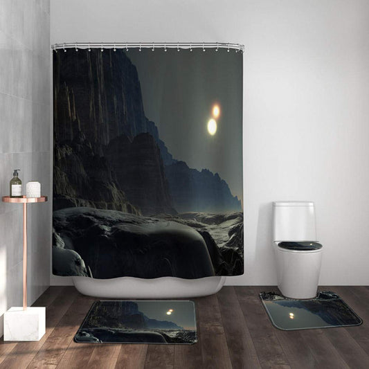ississ FabricShowerCurtainSet, Interstellar Shower Curtain Set with Rugs Tet Lid Cover Bath at Durable Waterproof Fabric Shower Curtain for Bathroo for Tet Roo Decor-YL449+SY449_A
