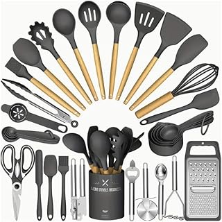 34-Piece Silicone Kitchen Utensil Set with Holder
