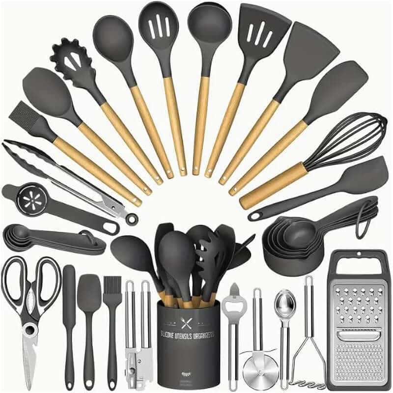 34-Piece Silicone Kitchen Utensil Set with Holder