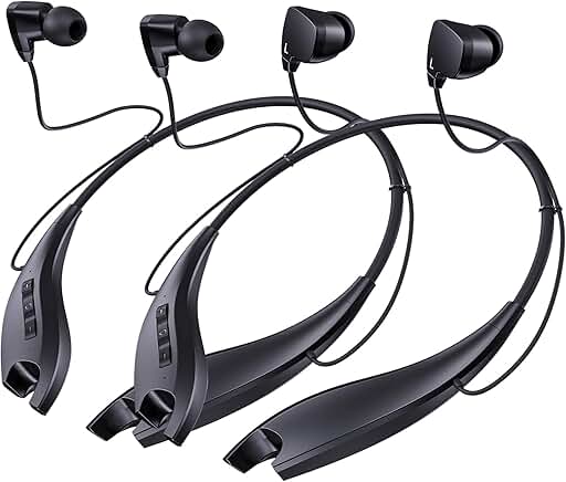 Wireless Neckband Headphones with 24H Playtime and Noise Isolation (2 Pack)