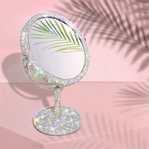 Double-Sided Crystal Rhinestone Makeup Vanity Mirror