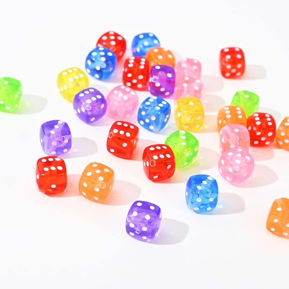 500 colorful 8.5mm six-sided dice beads for jewelry making