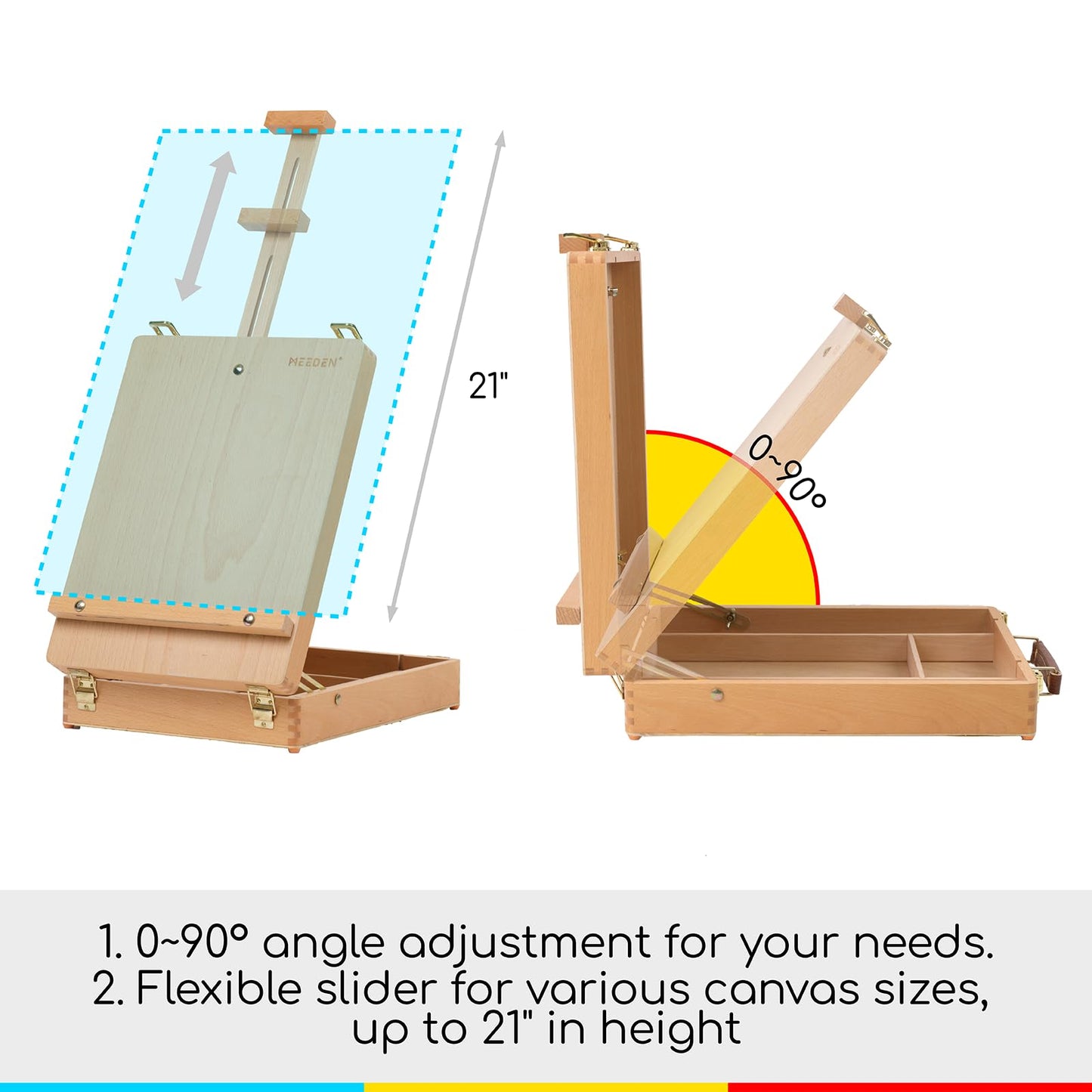 Solid Beech Wood Tabletop Art Easel for Painting