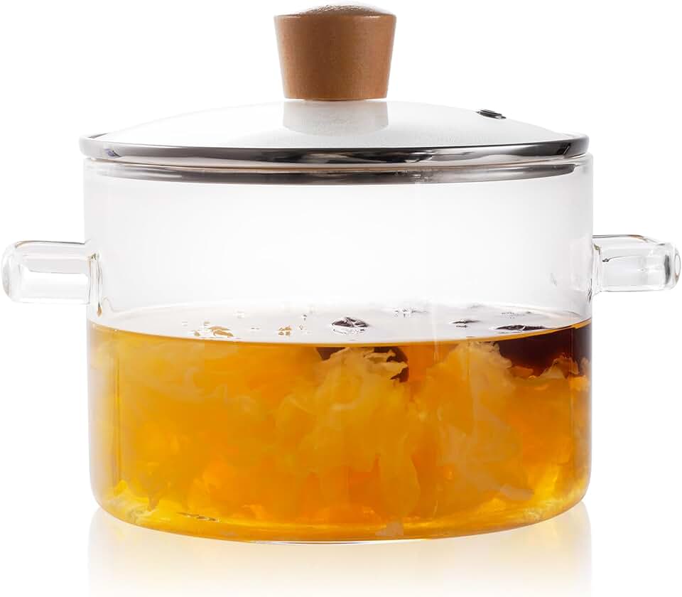 Glass cooking pot with lid, 1.8L, for stovetop