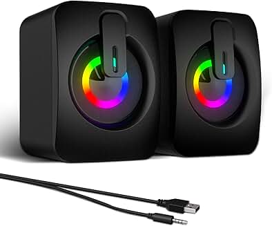 RGB USB Computer Speakers with 7-Color Backlight