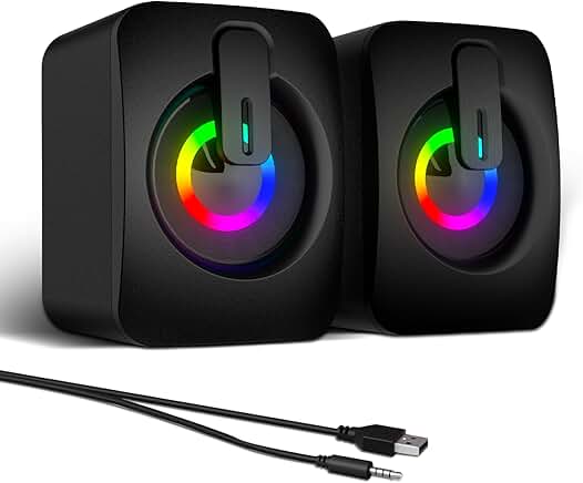 RGB USB Computer Speakers with 7-Color Backlight
