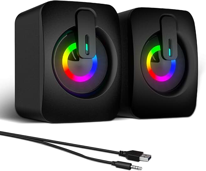 RGB USB Computer Speakers with 7-Color Backlight