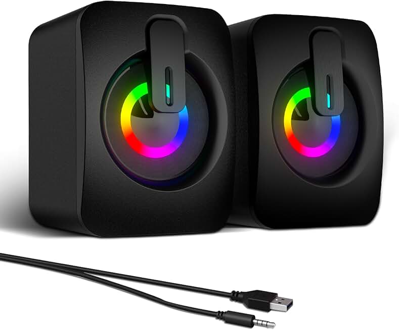 RGB USB Computer Speakers with 7-Color Backlight