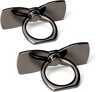 Two Black Sparkling Bowtie Phone Ring Holders