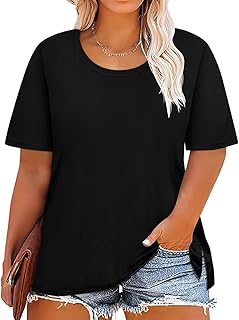 Plus Size Short Sleeve Crewneck T-Shirts for Women
