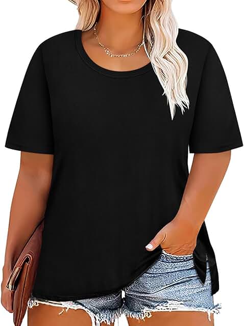Plus Size Short Sleeve Crewneck T-Shirts for Women