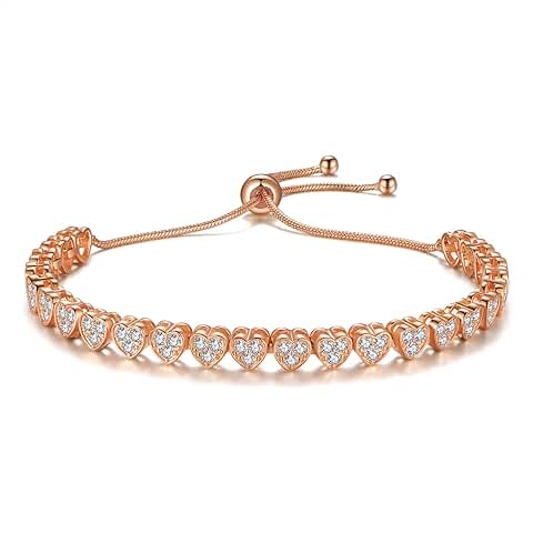 Heart-Shaped Cubic Zirconia Tennis Bracelet for Women