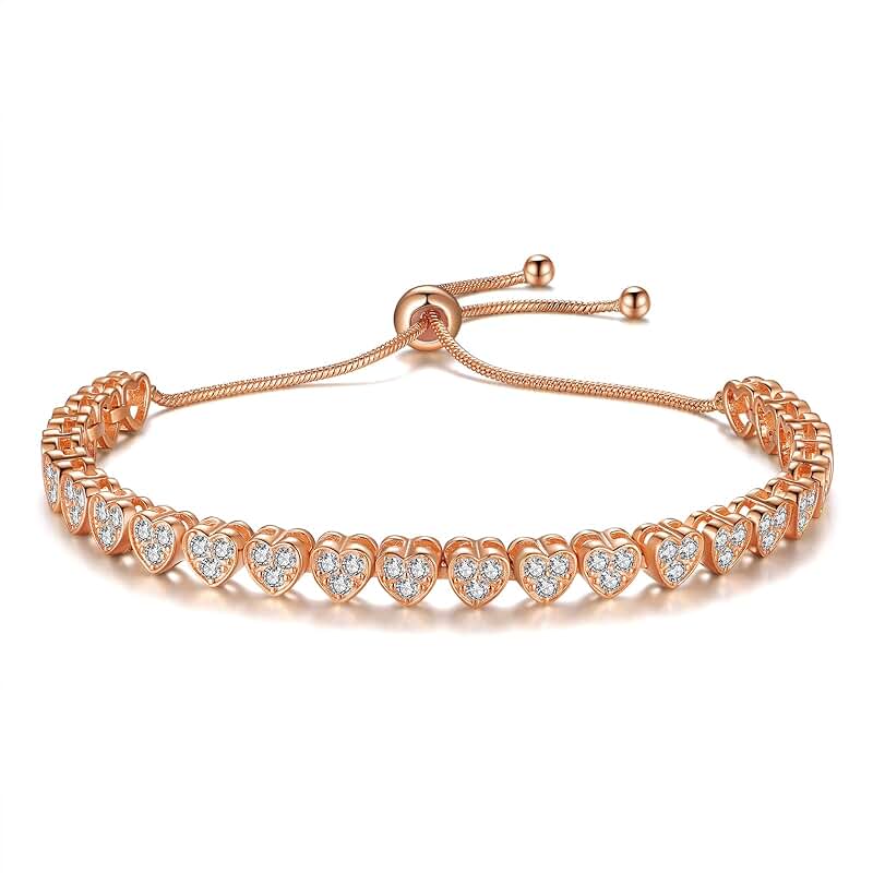 Heart-Shaped Cubic Zirconia Tennis Bracelet for Women