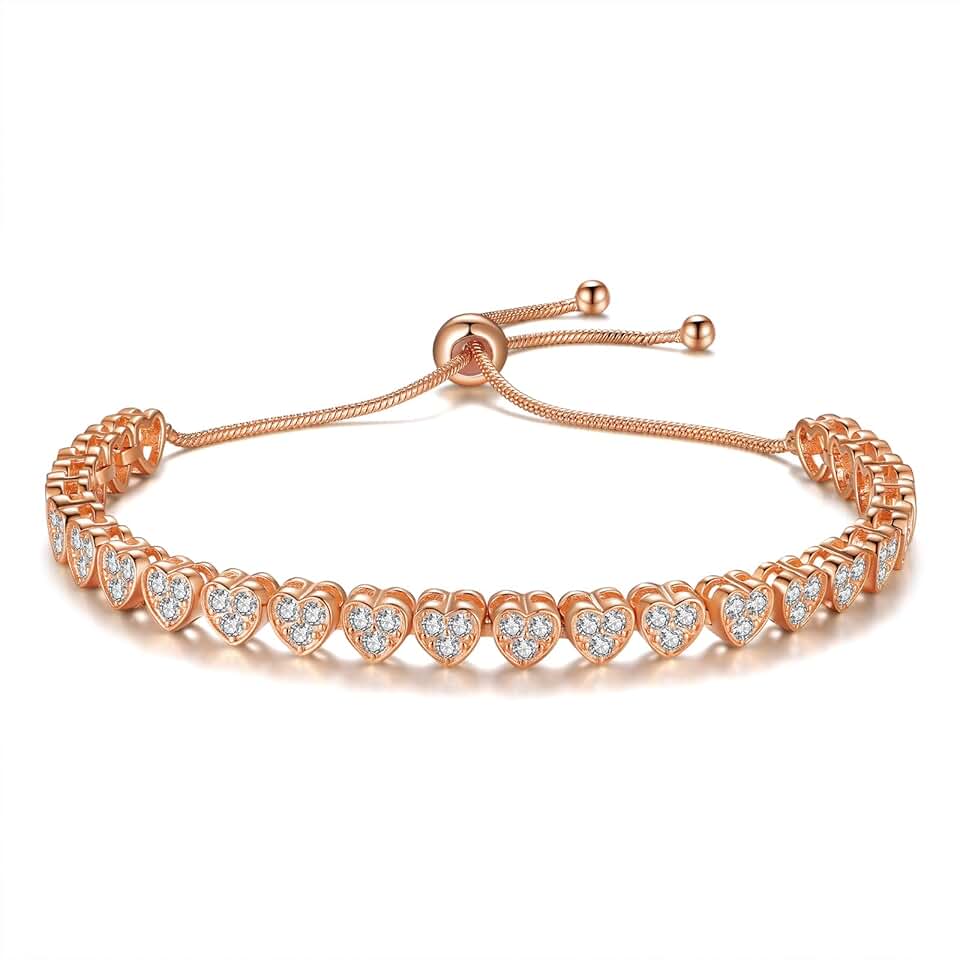 Heart-Shaped Cubic Zirconia Tennis Bracelet for Women