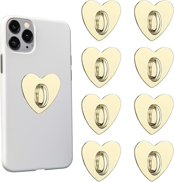 Set of 8 Heart-Shaped Phone Ring Holders