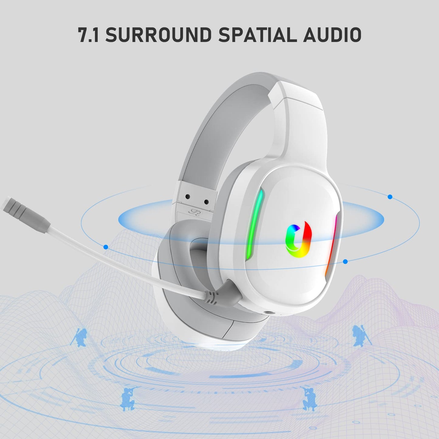 G80 Wireless Gaming Headset - 7.1 Surround Sound, Detachable Noise Canceling Mic, Low Latency 2.4G Wireless Gaming Headphones, Shining RGB - Works with PS4 PS5 PC Laptop Computers