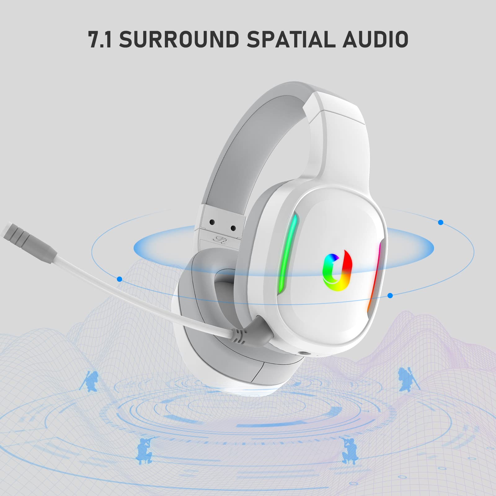 G80 Wireless Gaming Headset - 7.1 Surround Sound, Detachable Noise Canceling Mic, Low Latency 2.4G Wireless Gaming Headphones, Shining RGB - Works with PS4 PS5 PC Laptop Computers