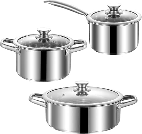 6-Piece Stainless Steel Nonstick Cookware Set
