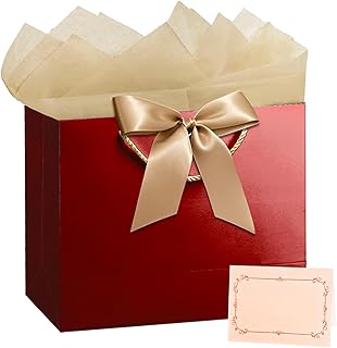 Large Red Gift Bag with Handles and Tissue Paper